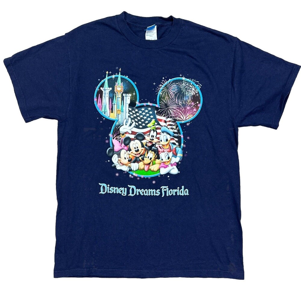 Vintage Y2K Disney Store Shirt Blue Disney Dreams Florida Men's Size Large